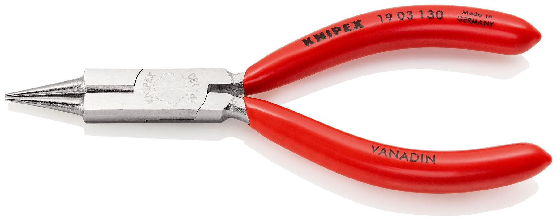 KNIPEX Round Nose Pliers with Cutting Edge Jewellers Pliers 130mm Plastic Coated 19 03 130