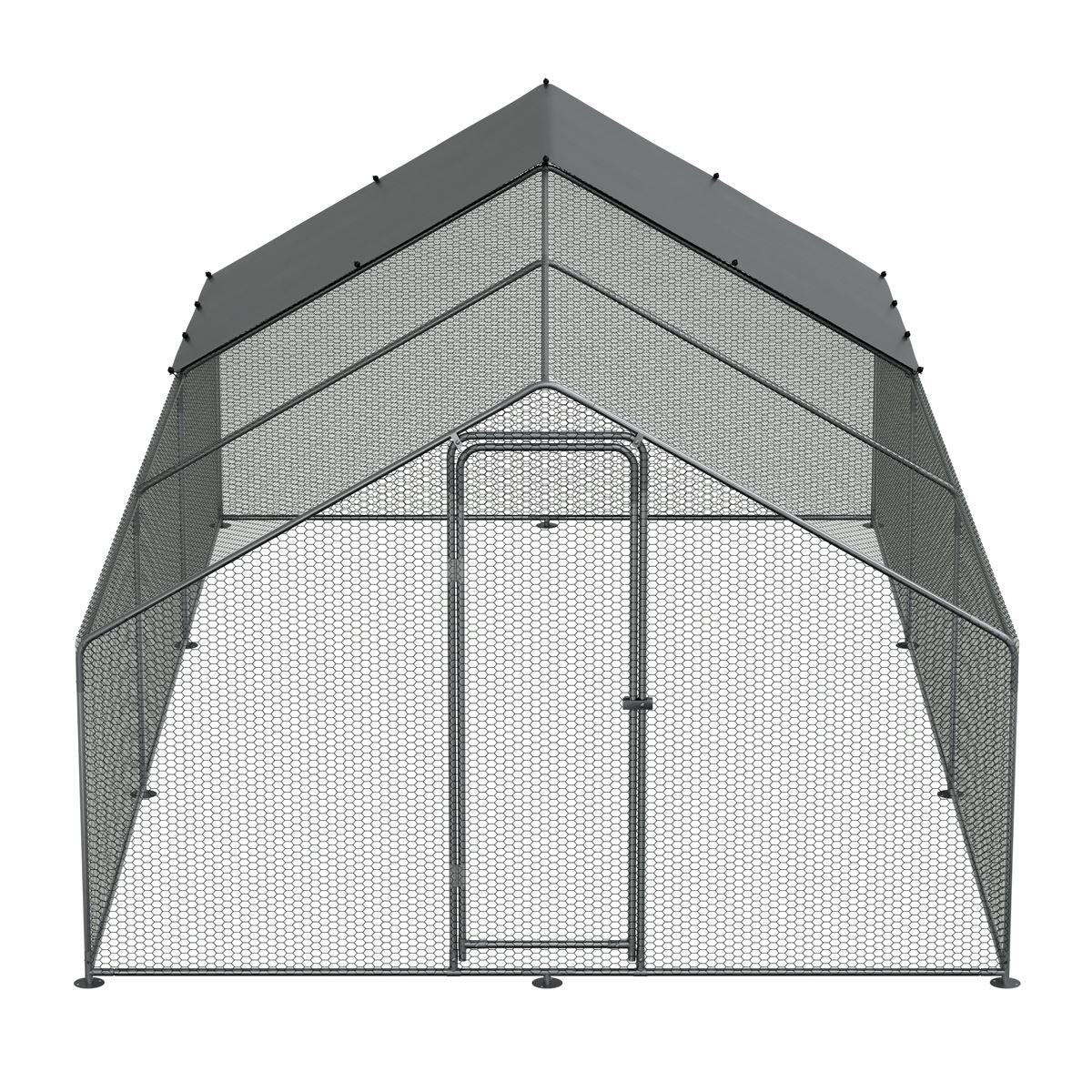 Dellonda 3 x 6 x 2m Walk-In Chicken Run, Galvanized Steel, Roof Cover, PVC Coated Chicken Wire