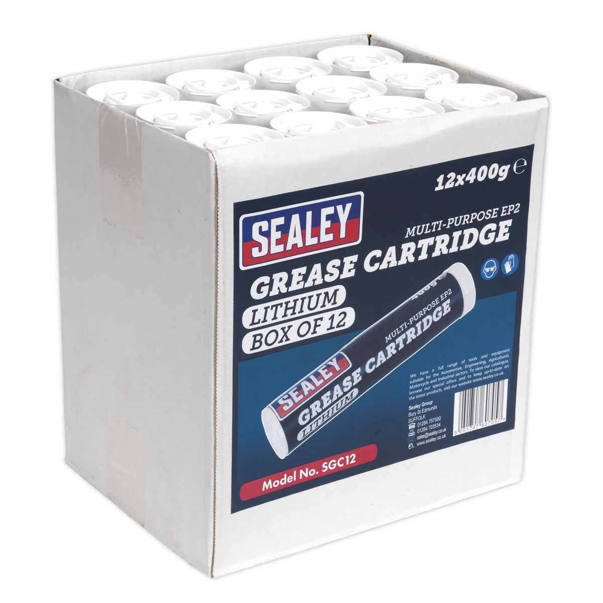 Sealey Grease Cartridge EP2 Lithium 400g Pack of 12 