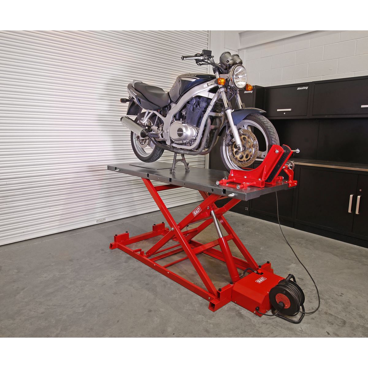 Sealey Heavy-Duty Electro/Hydraulic Motorcycle Lift 680kg Capacity 