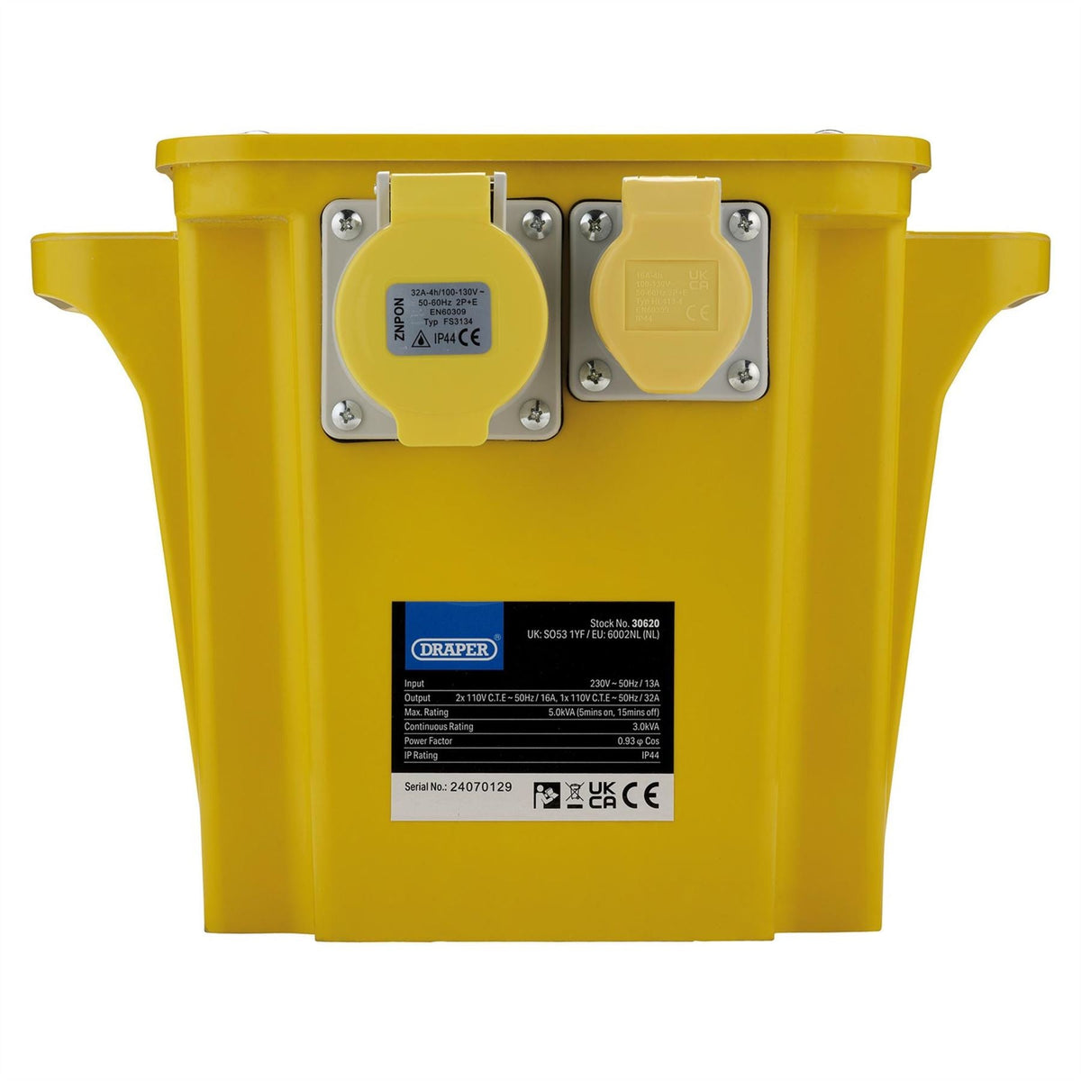 Draper 110V Portable Transformer 5.0kVA 30620  White Rose Tools