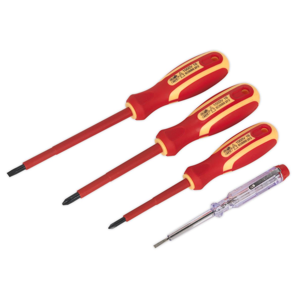 Siegen 4 Piece Electricians Screwdriver Set VDE Approved Mains Tester