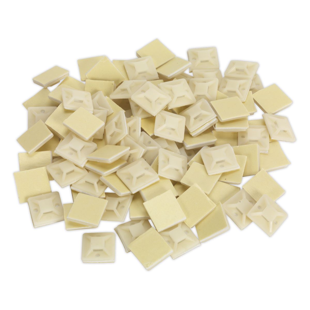 Sealey Cable Tie Mount Self Adhesive 20 x 20mm White Pack of 100 