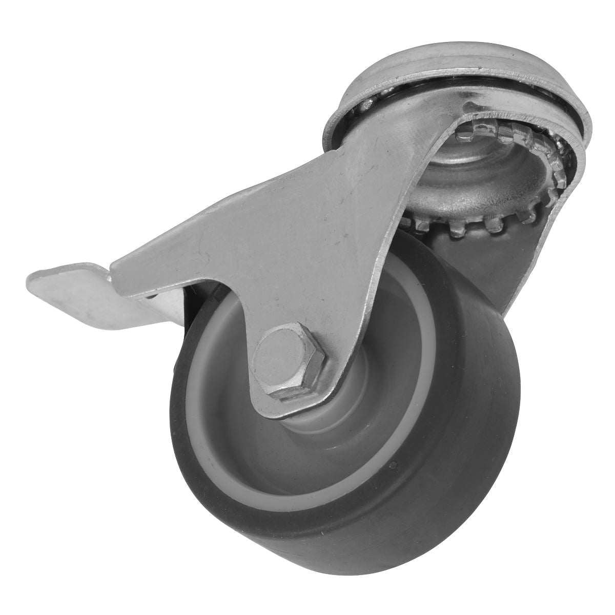 Sealey Medium-Duty Thermoplastic Bolt Hole Caster Wheel with Total Lock Ø50mm - Trade 
