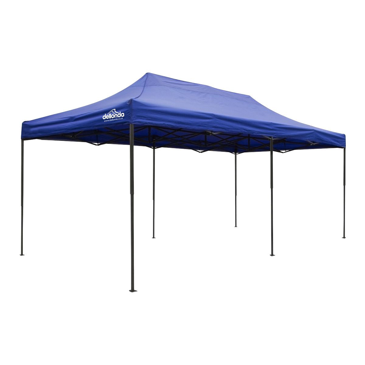Dellonda Premium 3x6m Pop-Up Gazebo, Heavy Duty, PVC Coated, Water Resistant Fabric, Supplied with Carry Bag, Rope, Stakes & Weight Bags - Blue Canopy