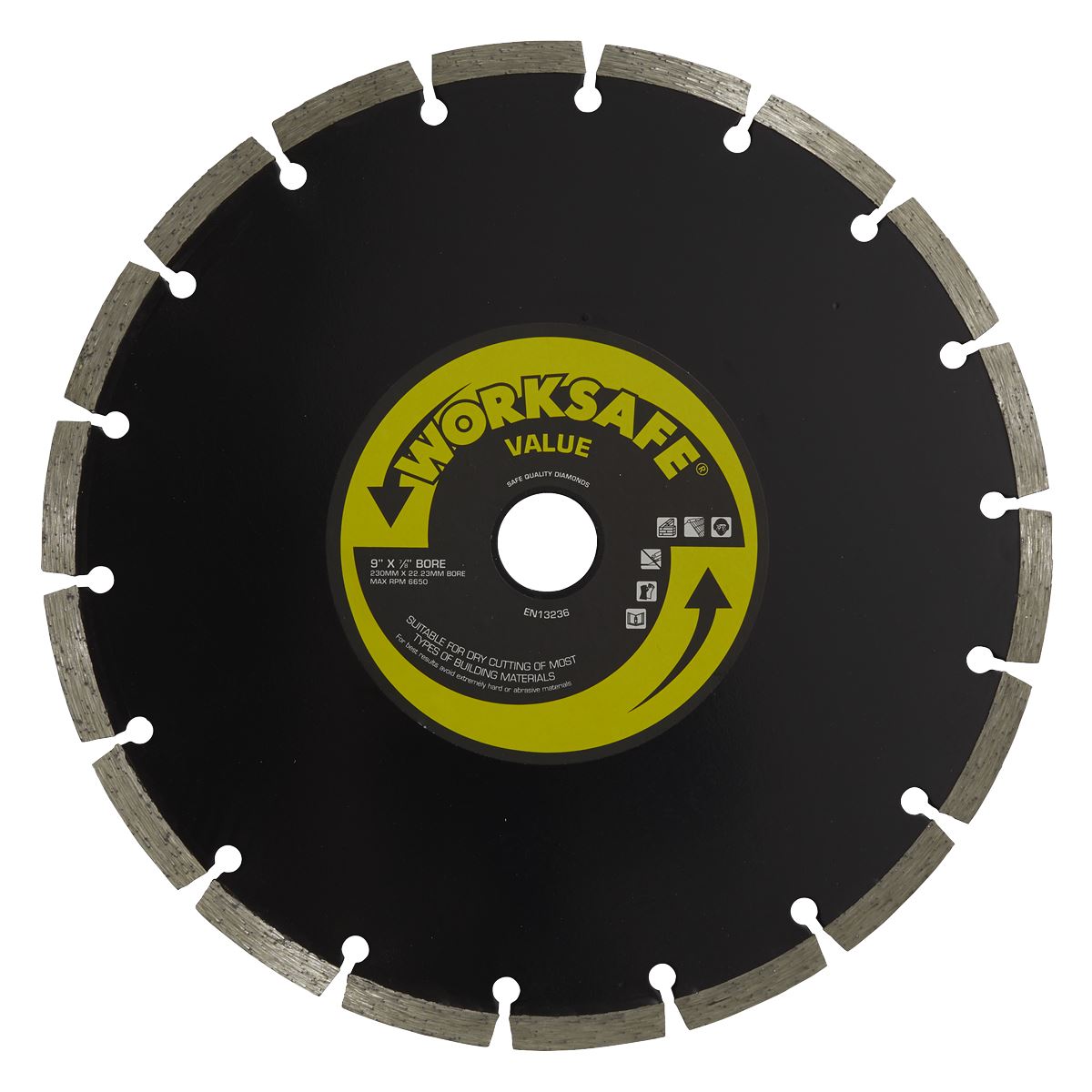 Worksafe by Sealey Diamond Cutting Blade 230mm x 22.23mm Bore Value