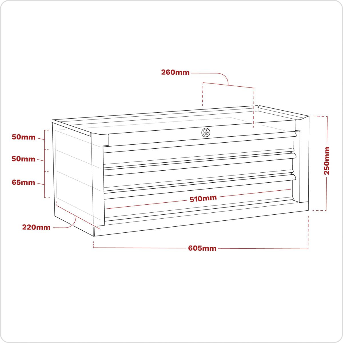 Sealey American Pro Mid-Box Tool Chest 3 Drawer with Ball-Bearing Slides - Purple/Grey 