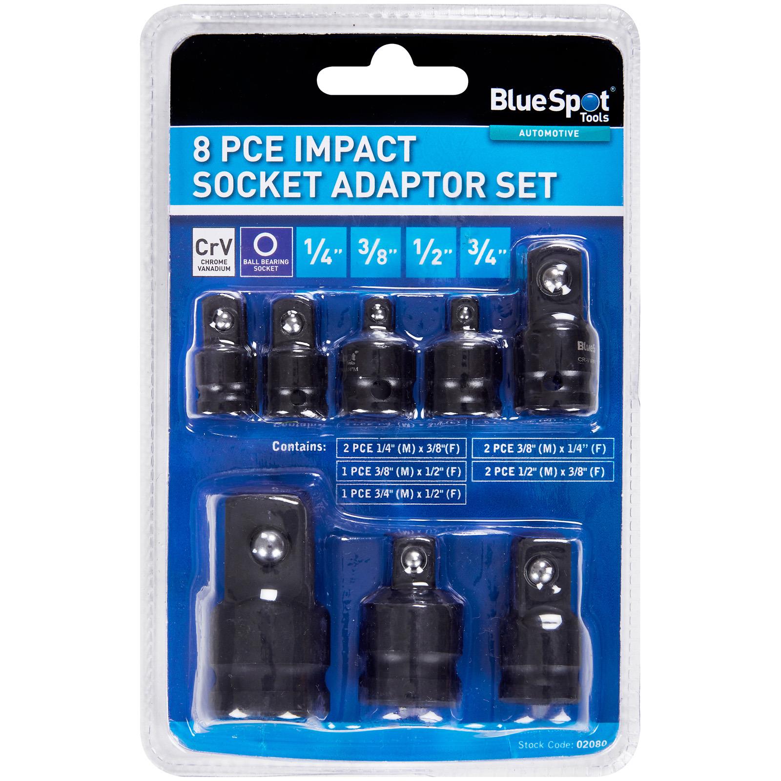 BlueSpot Impact Socket Adaptor Reducer Set 8 Piece