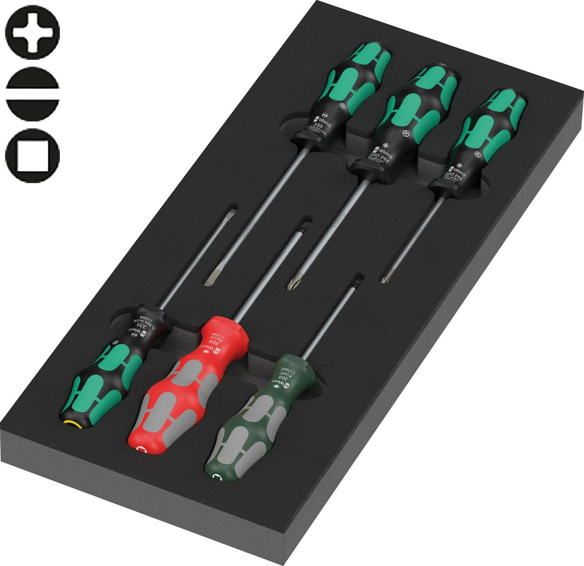 Wera 9719 Foam Insert Kraftform Series 300 Screwdriver Ser 3, 7 Pieces  White Rose Tools