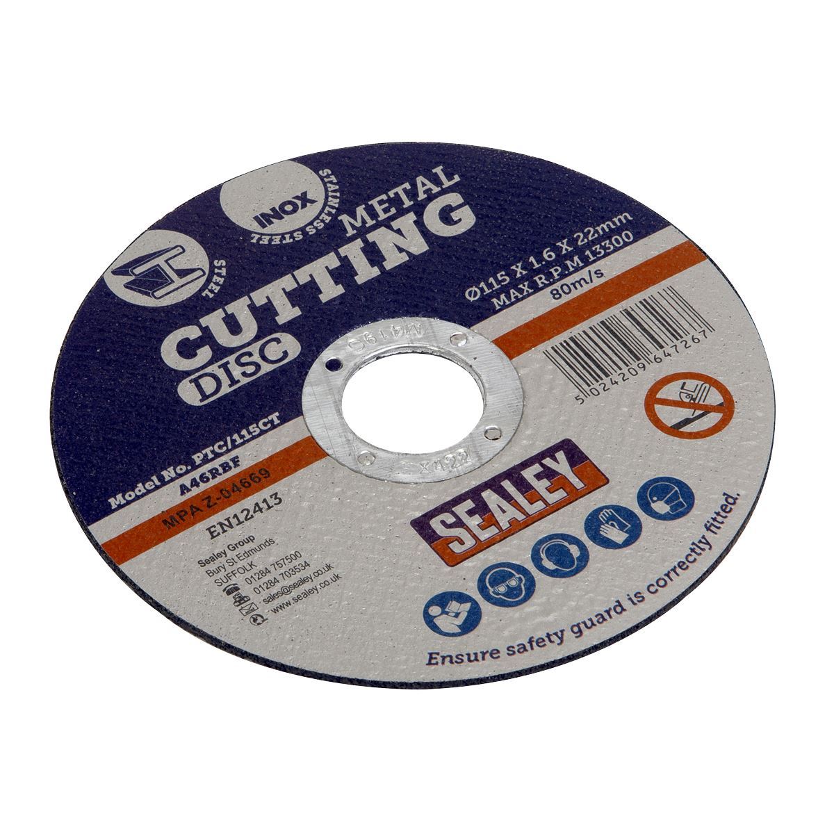Sealey Cutting Disc Ø115 x 1.6mm Ø22mm Bore 
