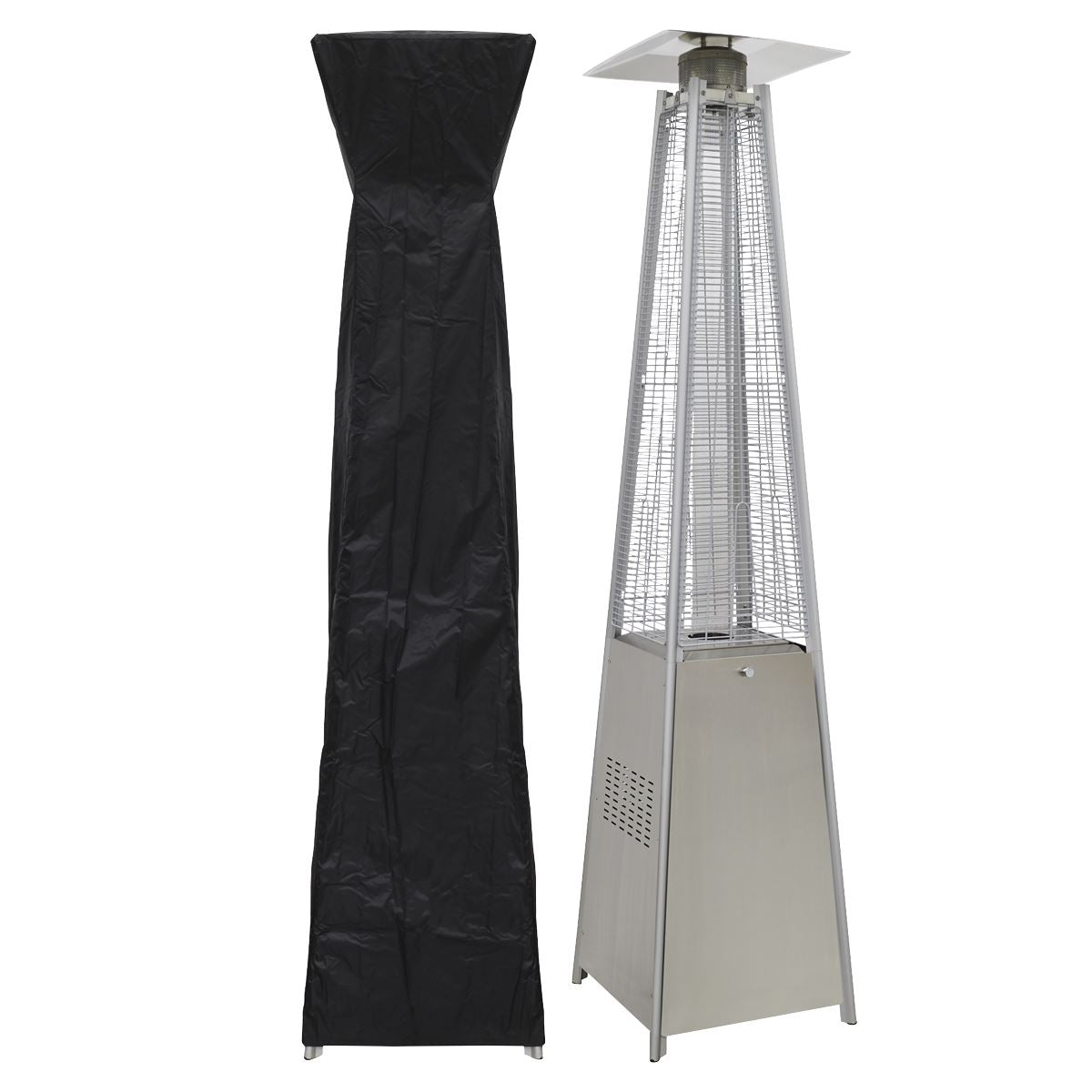 Dellonda Pyramid Gas Patio Heater 13kW for Commercial & Domestic Use, Stainless Steel, Supplied with Cover