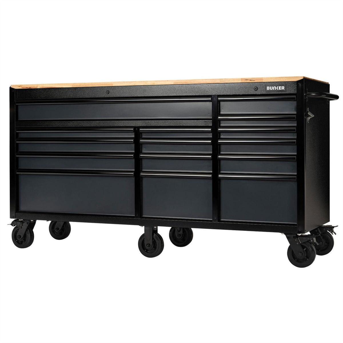BUNKER 15 Drawer Workbench Roller Tool Cabinet 72" Grey 27242  White Rose Tools