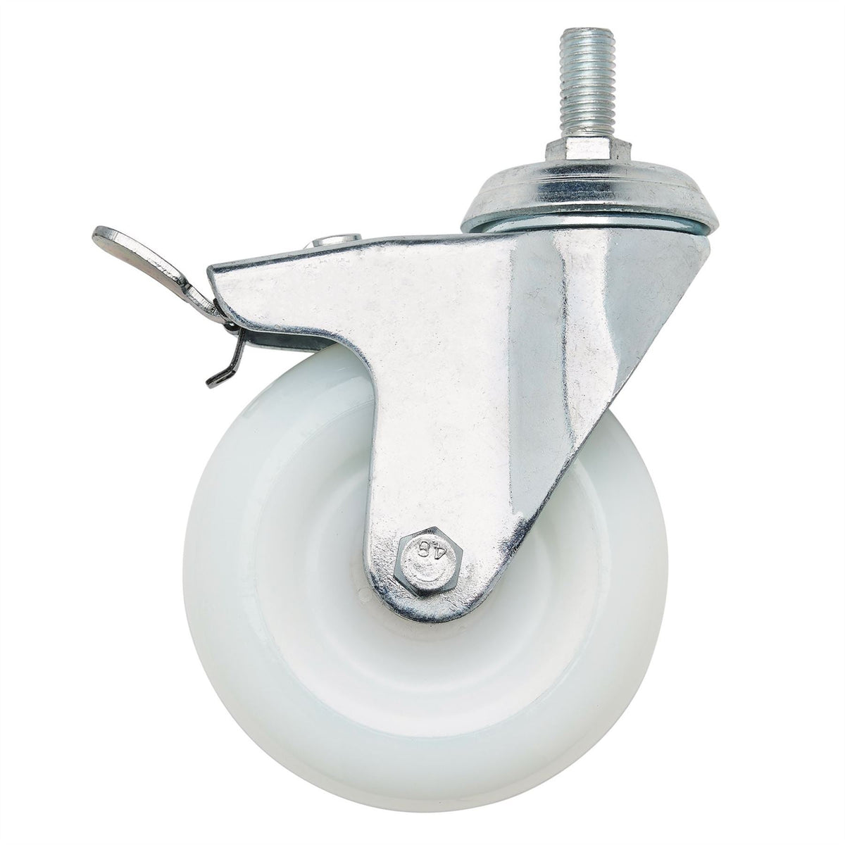 Draper Swivel Bolt Fixing Nylon Wheel with Brake 100mm Diameter S.W.L. 125kg 65506  White Rose Tools