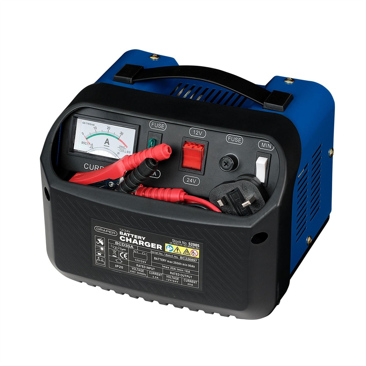 Draper 12/24V Battery Charger 16 - 20A 52985  White Rose Tools