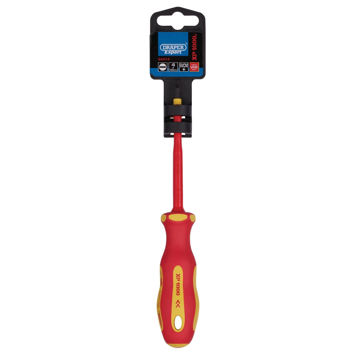 Draper XP1000 VDE Plain Slot Screwdriver 4 x 100mm 64414  White Rose Tools