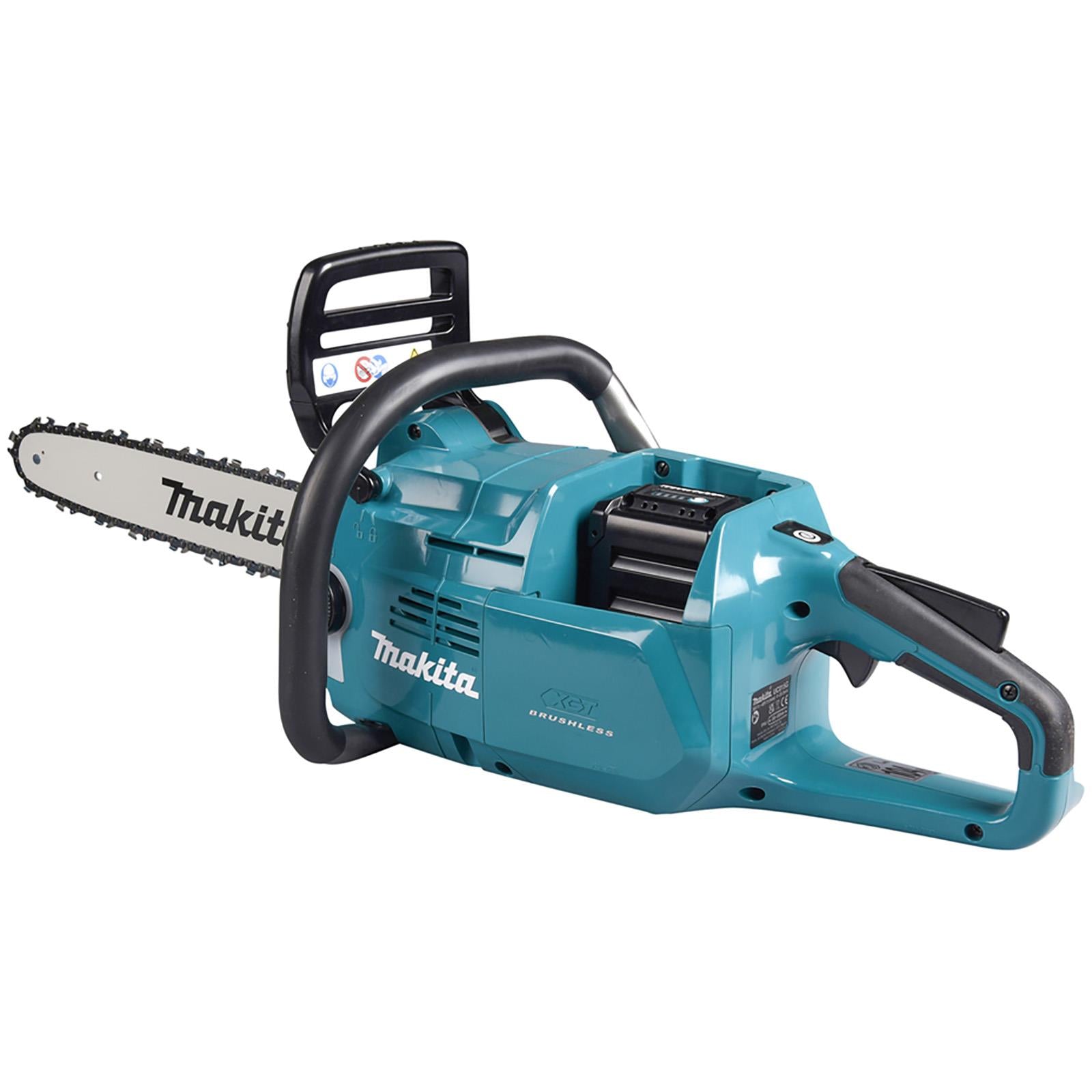 Makita Chainsaw Kit Heavy Duty 35cm 14" 40V XGT Brushless Cordless 2 x 5Ah Battery and Rapid Charger Garden Tree Cutting Pruning UC015GT201