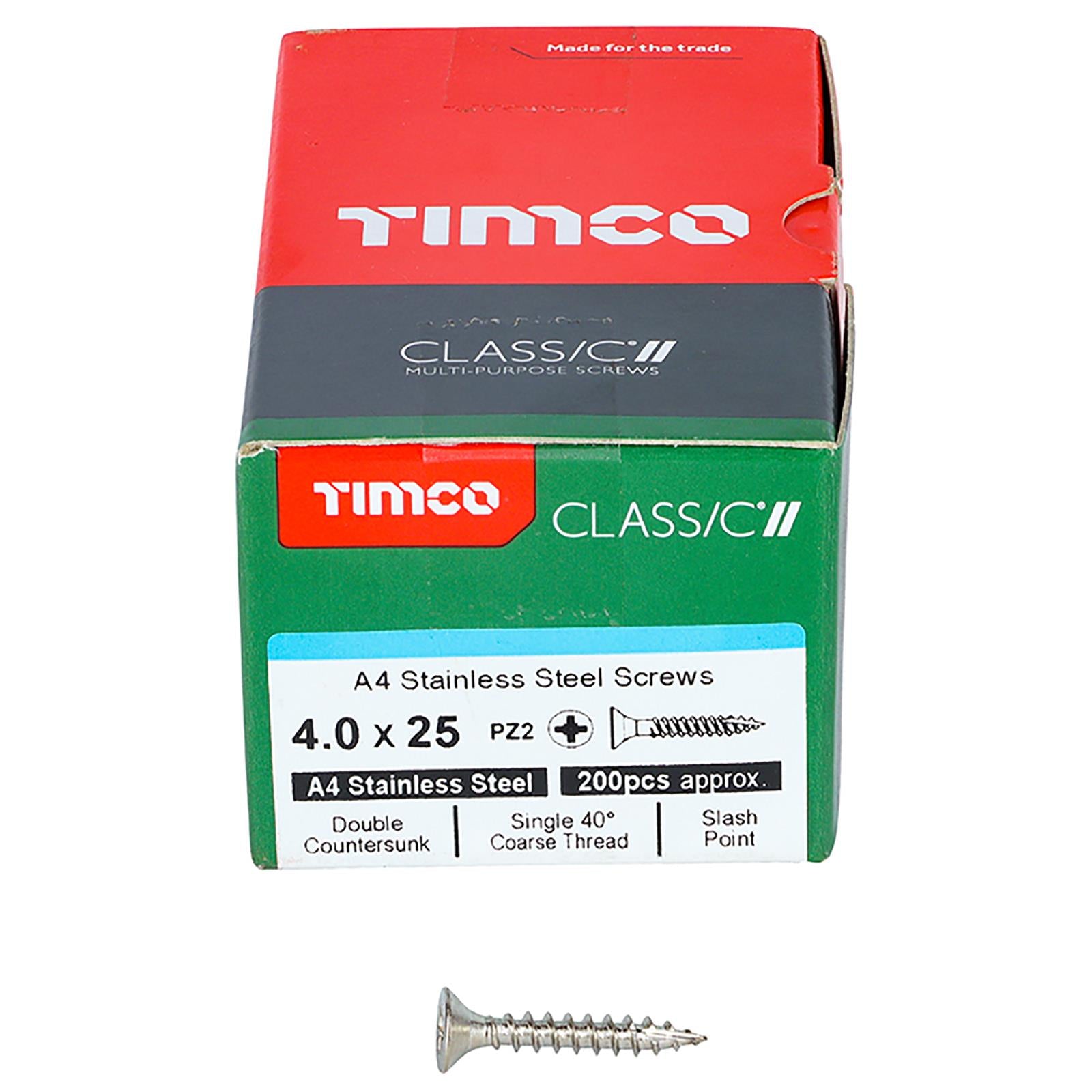 TIMCO Classic Wood Screw A4 Stainless Steel Countersunk Multi Purpose