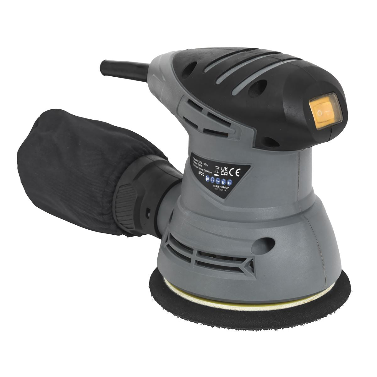 Siegen 230V 125mm Dual Action Orbital Palm Sander 240W Hook & Loop Backing Pad 