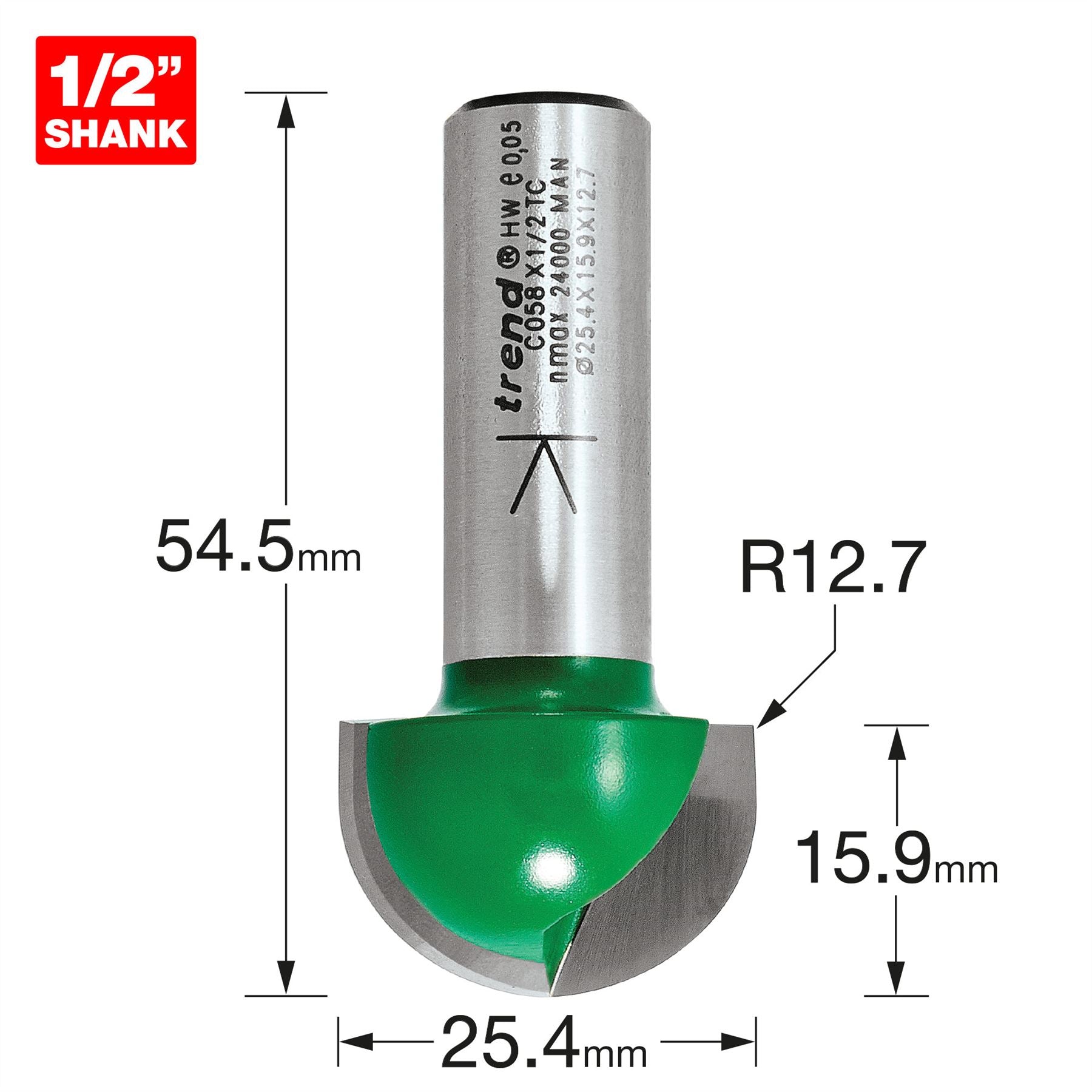 Trend Radius 12.7mm Radius X 25.4mm Diameter  C058X1/2TC