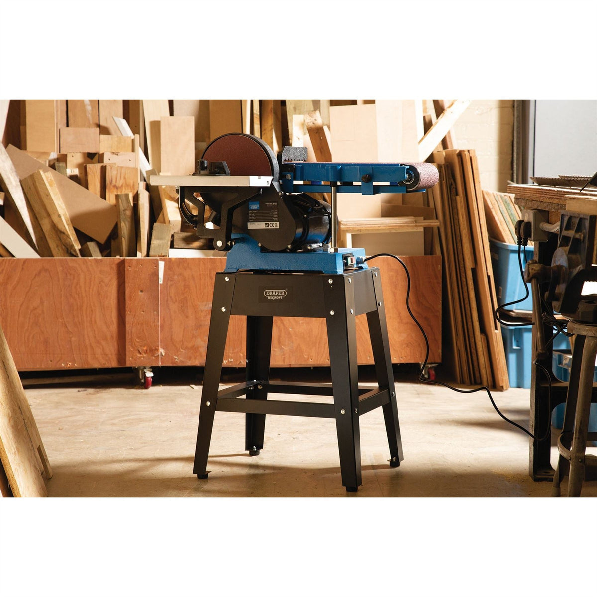 Draper Expert 230V Belt and Disc Sander With Tool Stand 150mm 750W 98423  White Rose Tools