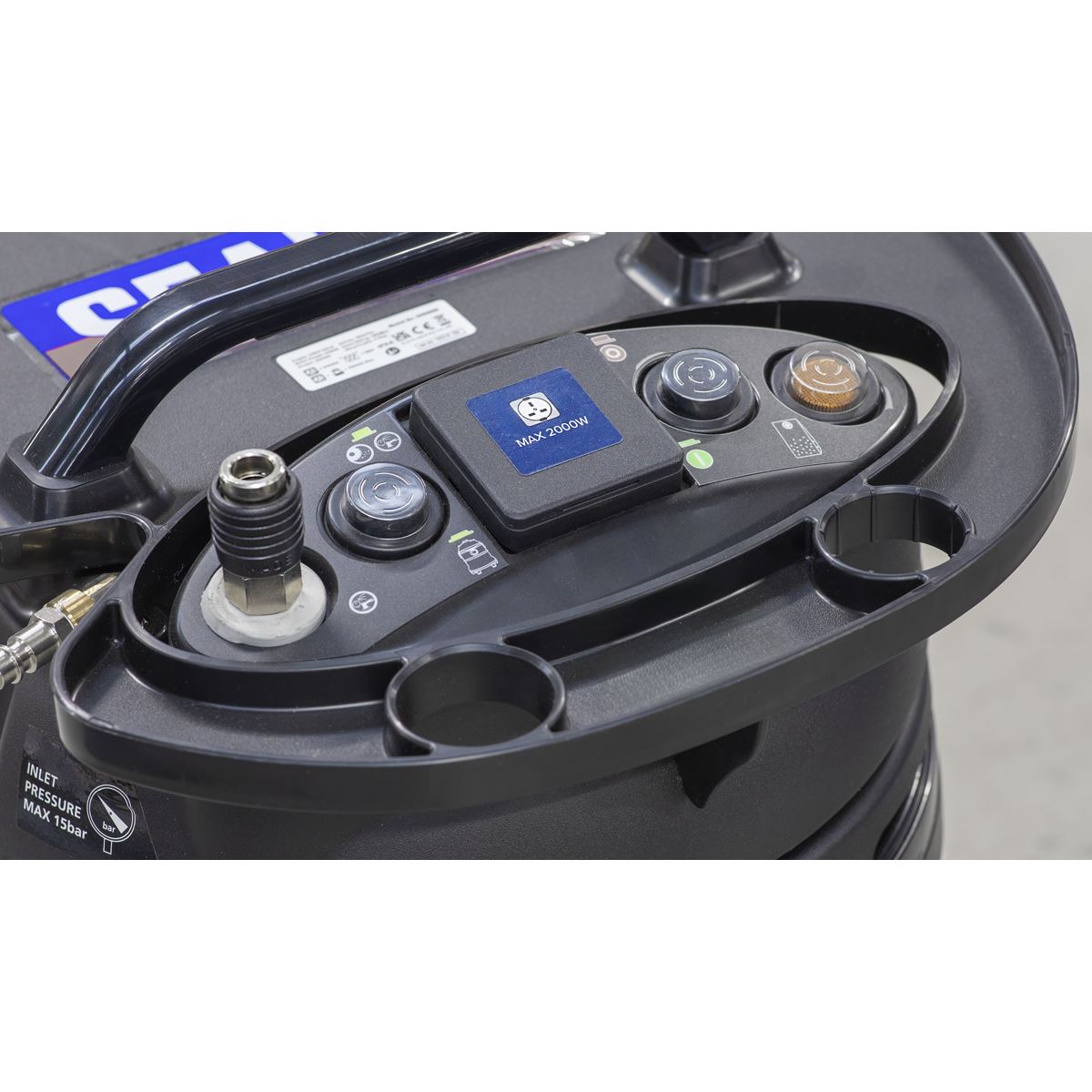 Sealey Vacuum Cleaner Industrial Dust-Free Wet/Dry 35L 1000W/230V Plastic Drum M-Class Self-Clean Filter 