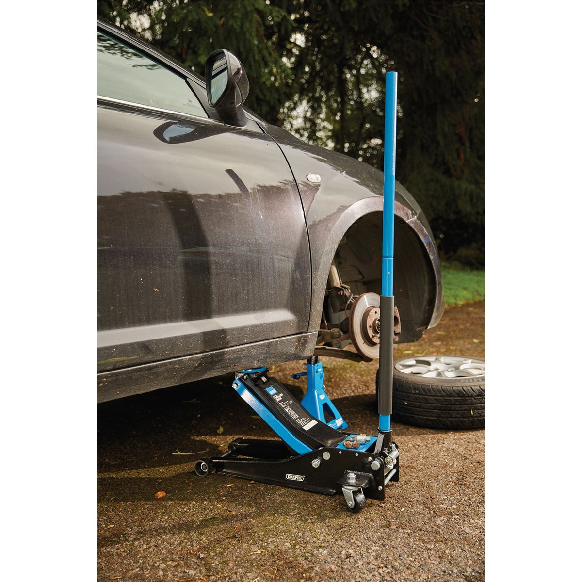 Draper Trolley Jack 3 Tonne Blue 28481  White Rose Tools