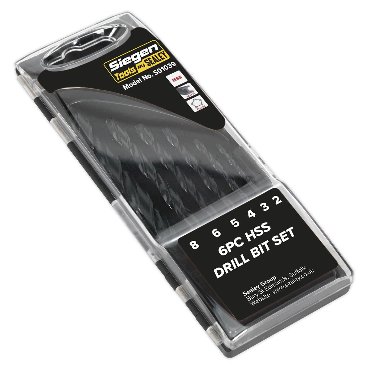 Siegen 6 Piece HSS Drill Bit Set 2-8mm Metal Plastic Power Tool Garage 