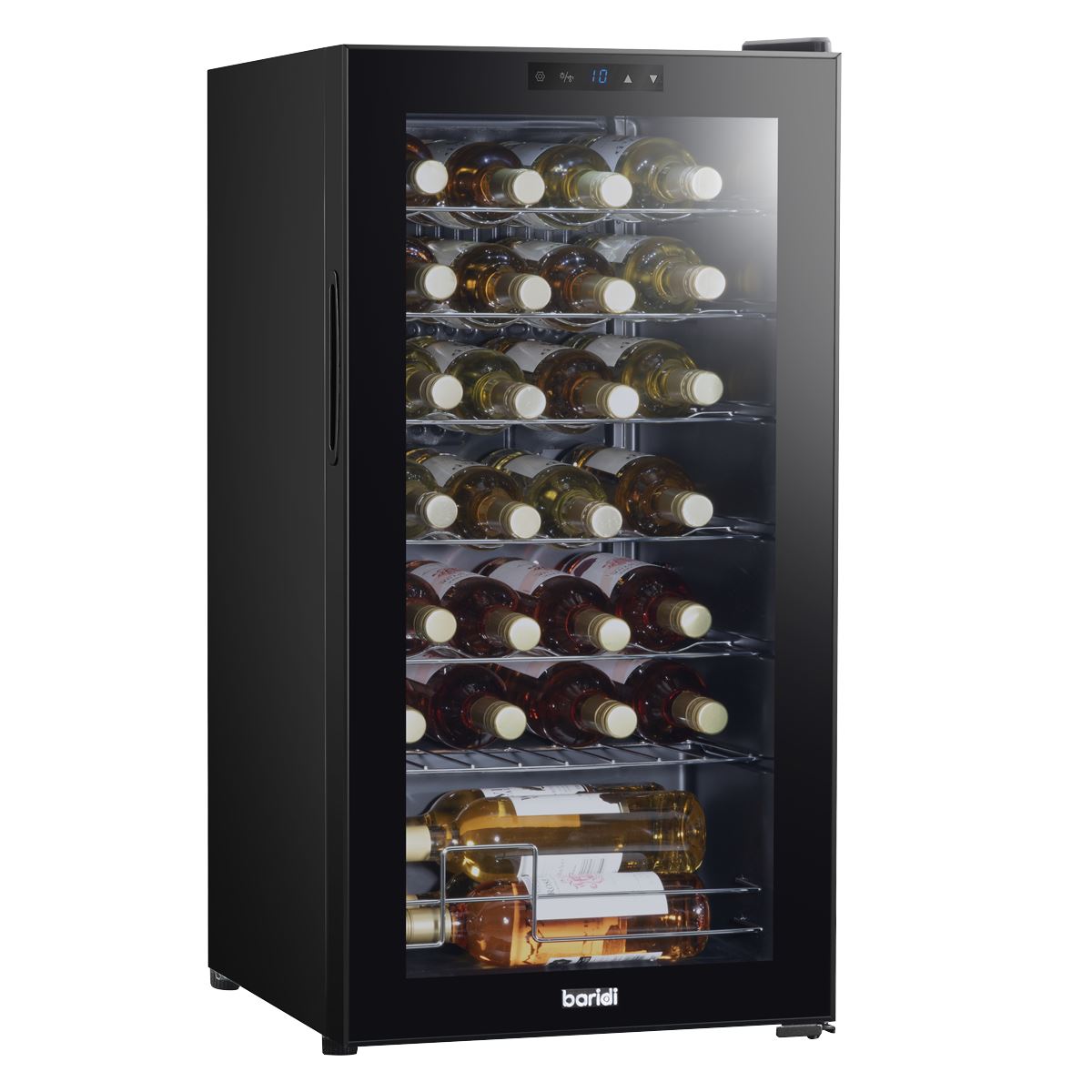 Baridi 28 Bottle Wine Fridge with Digital Touchscreen Controls & LED Light, Black