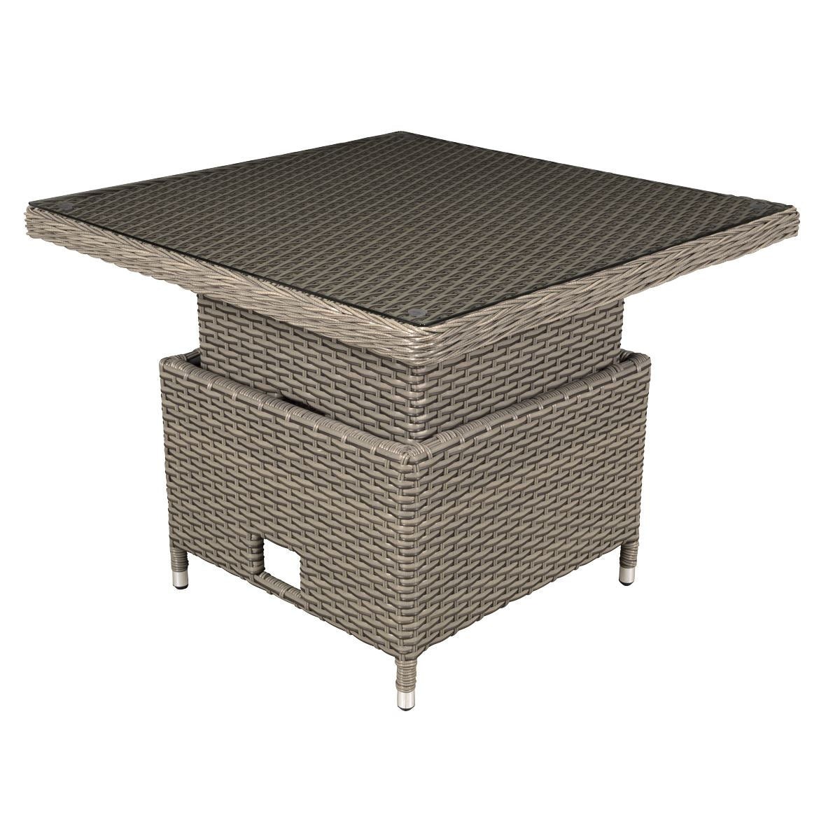 Dellonda Chester Rattan Wicker Adjustable Outdoor Dining Table, Brown