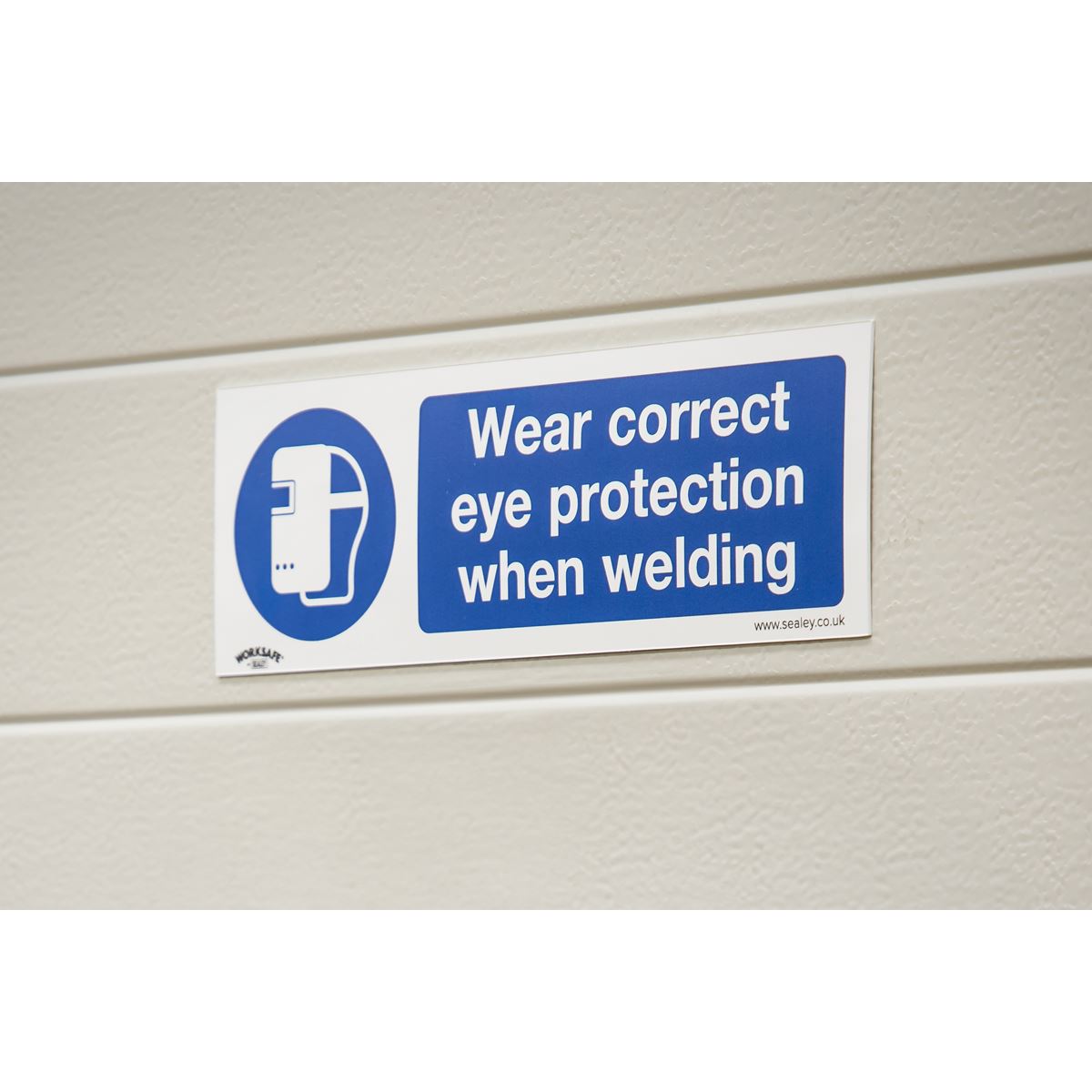 Worksafe by Sealey Mandatory Safety Sign - Wear Eye Protection When Welding - Self-Adhesive Vinyl