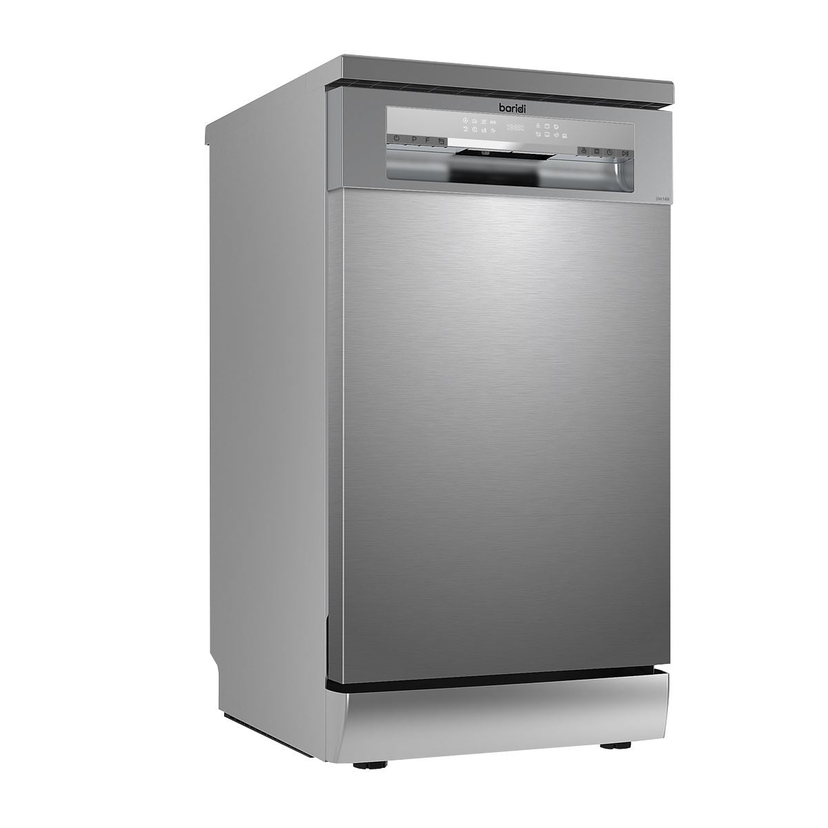 Baridi Slimline Freestanding Dishwasher, 45cm Wide with 10 Place Settings, 8 Programs & 5 Functions, LED Display, Silver