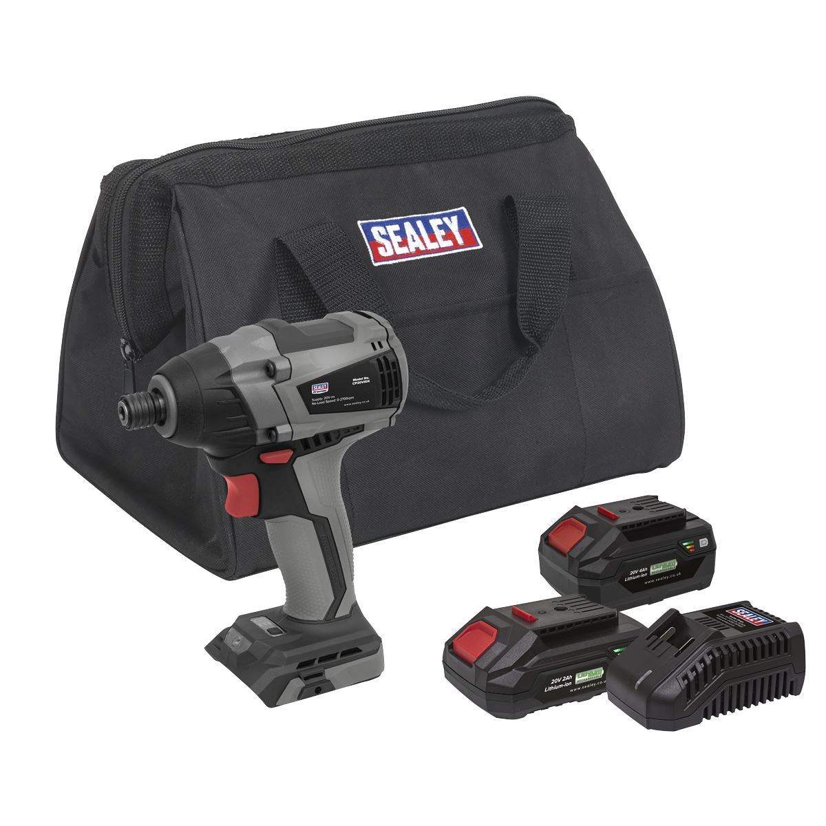 Sealey Premier Brushless Impact Driver Kit 1/4"Hex 20V SV20 Series - 2 Batteries
