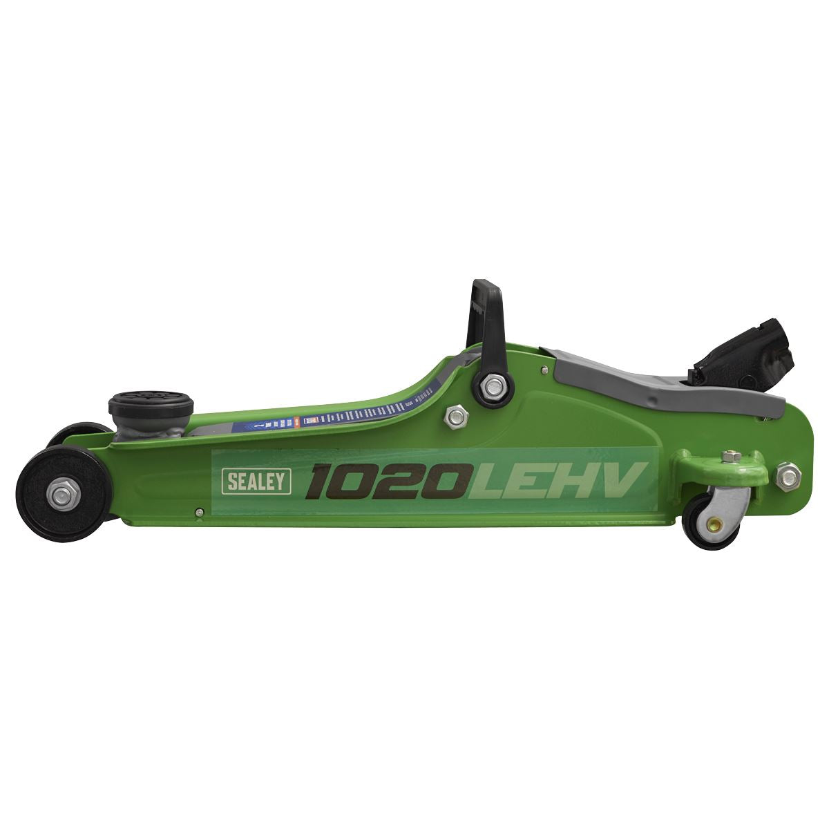 Sealey Trolley Jack 2tonne Low Entry Short Chassis - Hi-Vis Green