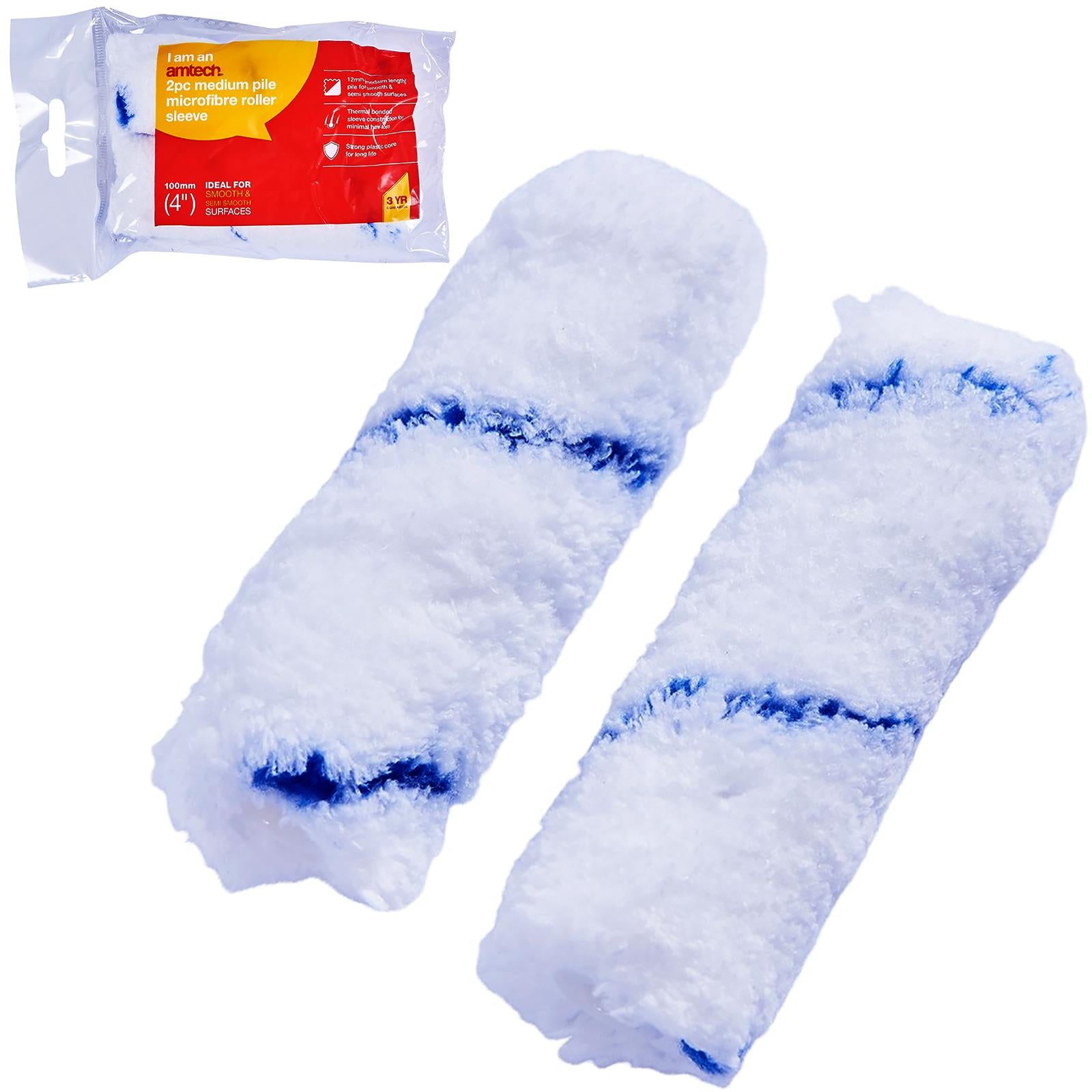 Amtech Paint Roller Sleeves 100mm (4") Mini Microfibre 2 Pack