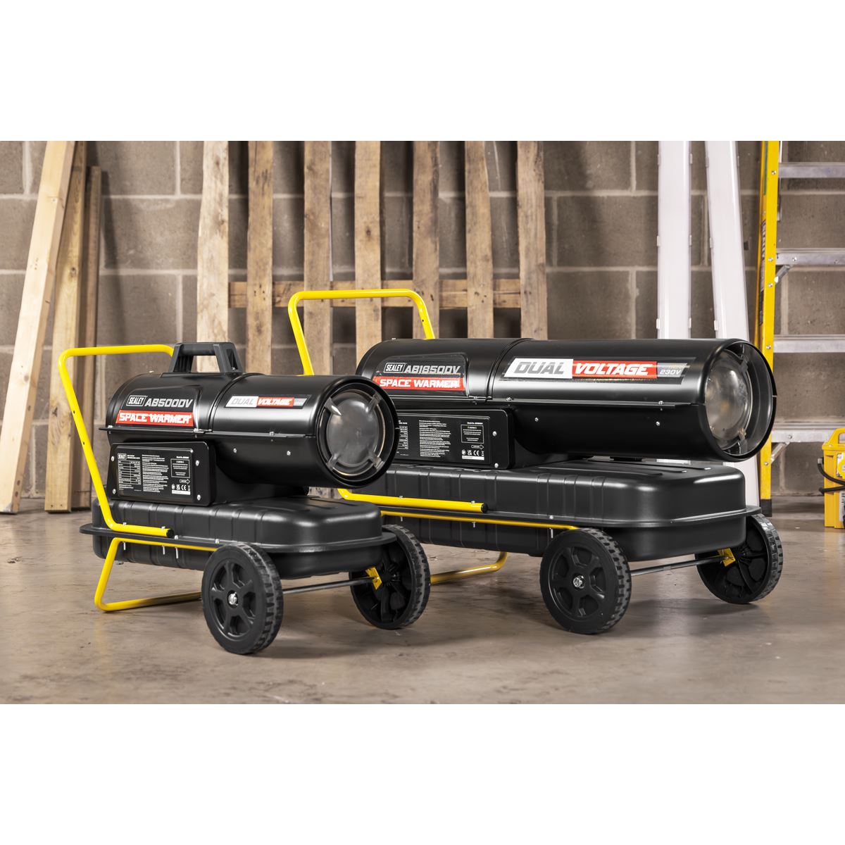 Sealey Dual Voltage Space Warmer® Kerosene/Diesel Heater with Wheels 185,000Btu/hr(55kW)
