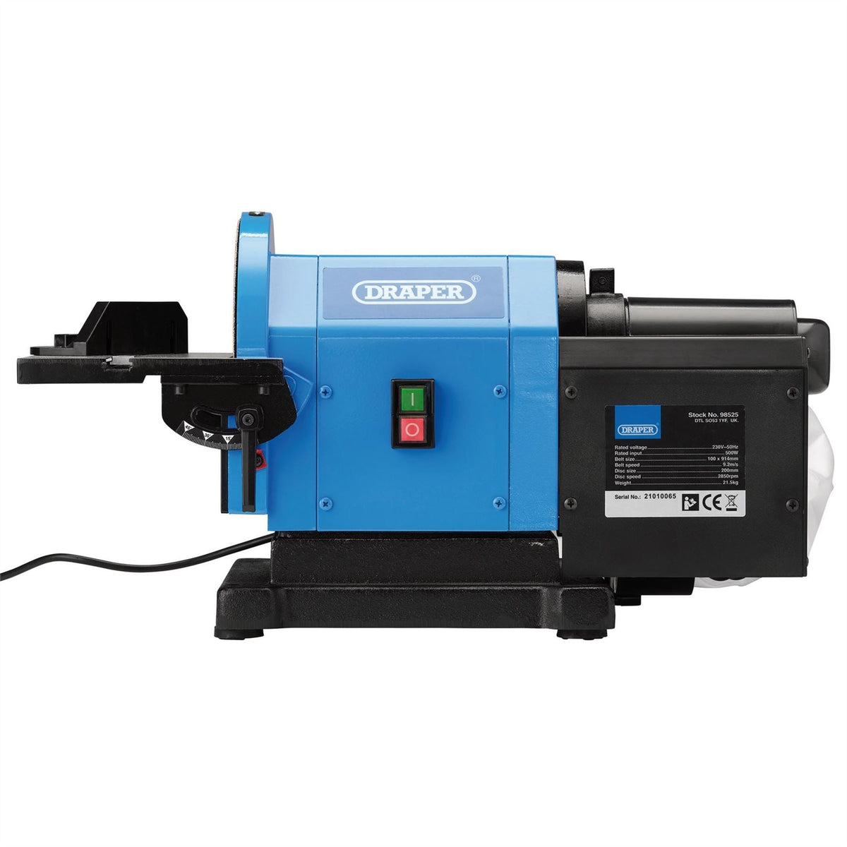 Draper 230V Disc Sander 500W 200mm 98525  White Rose Tools