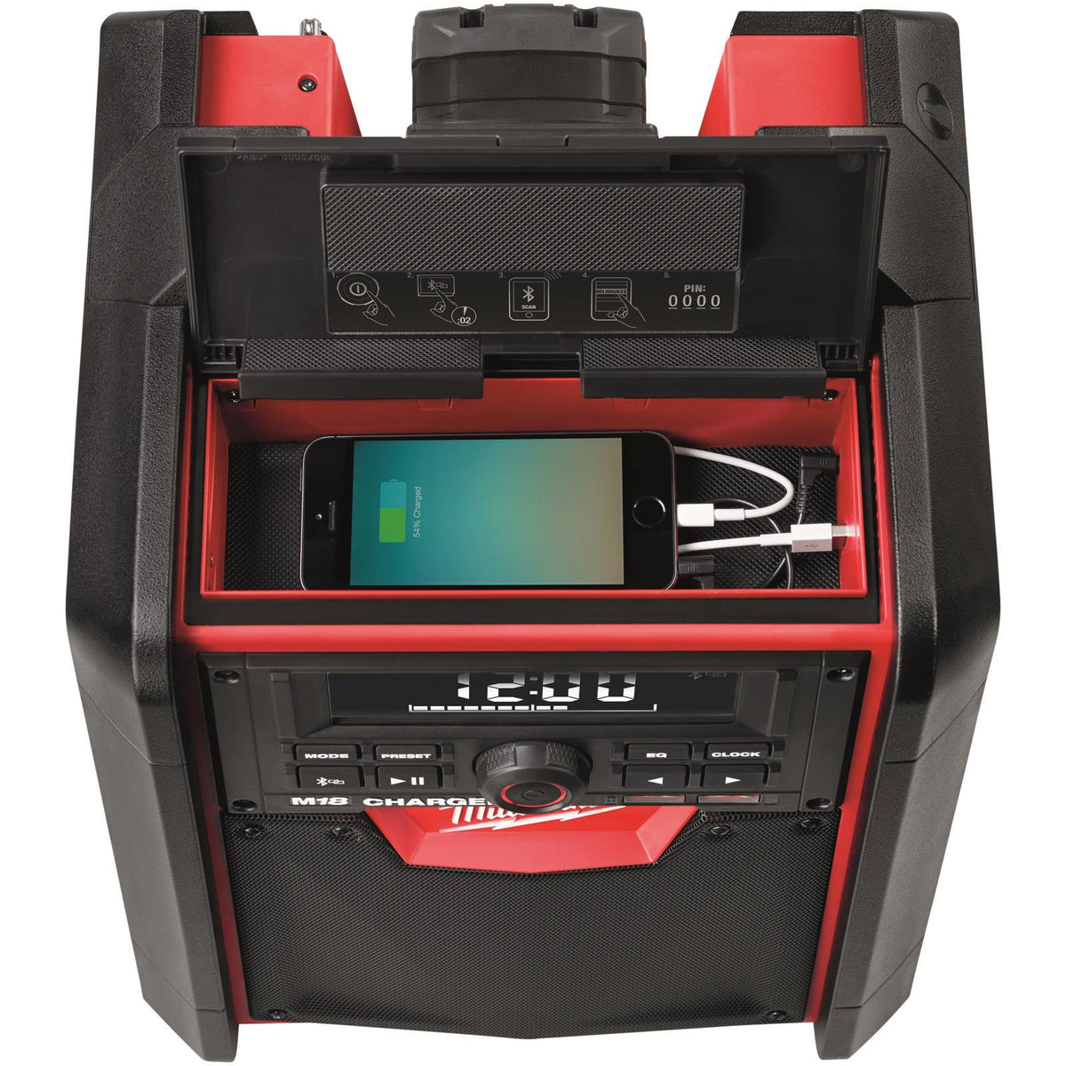 Milwaukee M18 Jobsite Radio Charger with Bluetooth Bare Unit M18RC-0  White Rose Tools