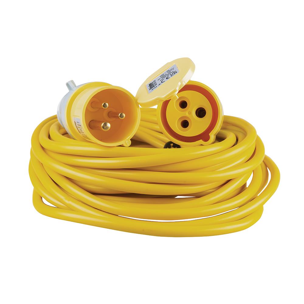 Defender Extension Lead Yellow 1.5mm2 16A 14m 110V E85111