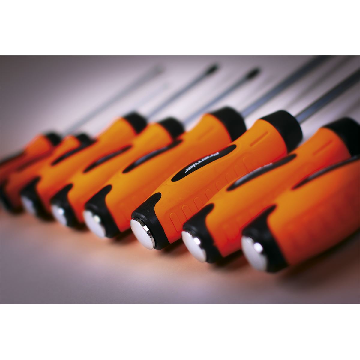 Sealey Premier Screwdriver Set 8pc Hammer-Thru Hi-Vis Orange