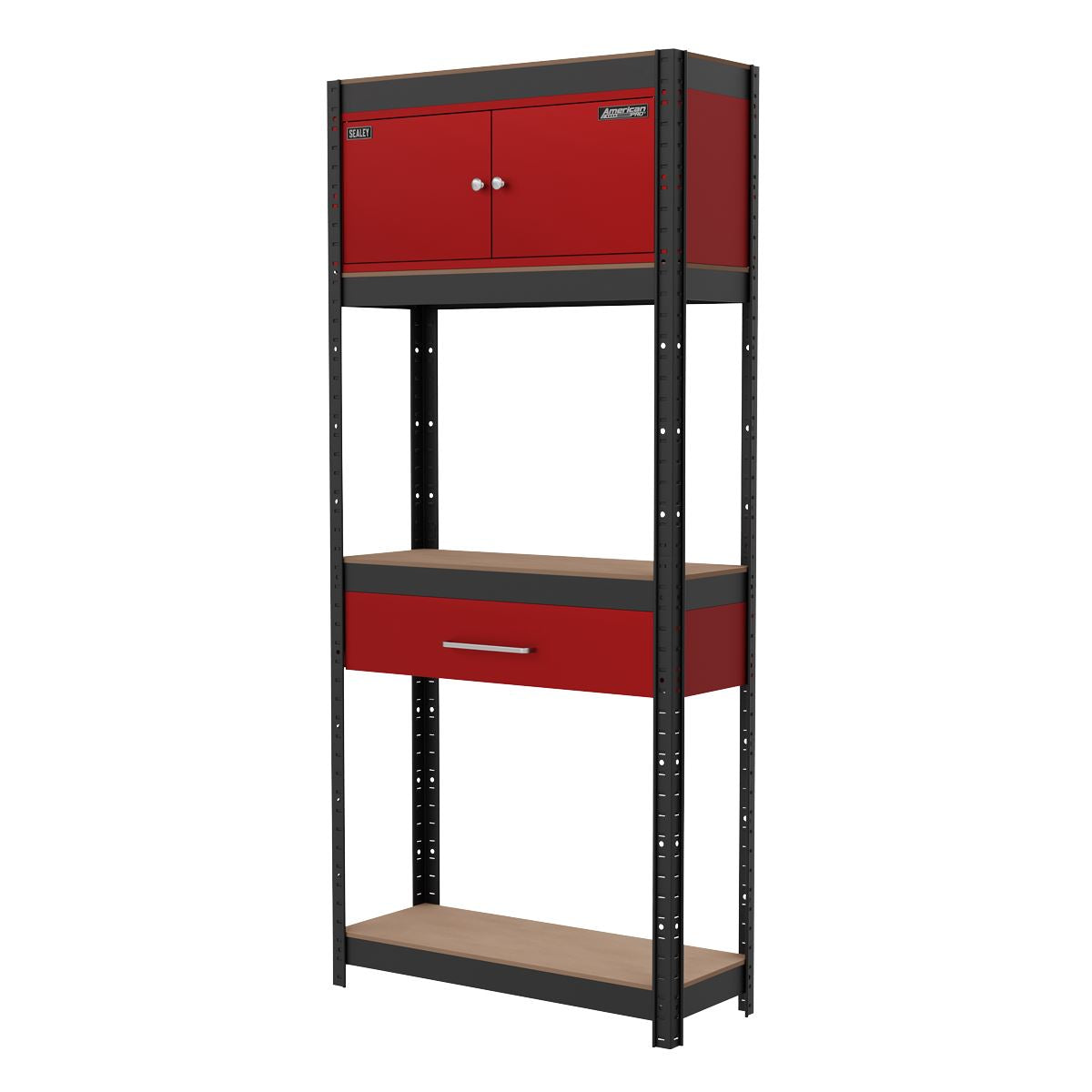 Sealey Shelving Unit 4-Tier with Cupboard and Drawer  White Rose Tools