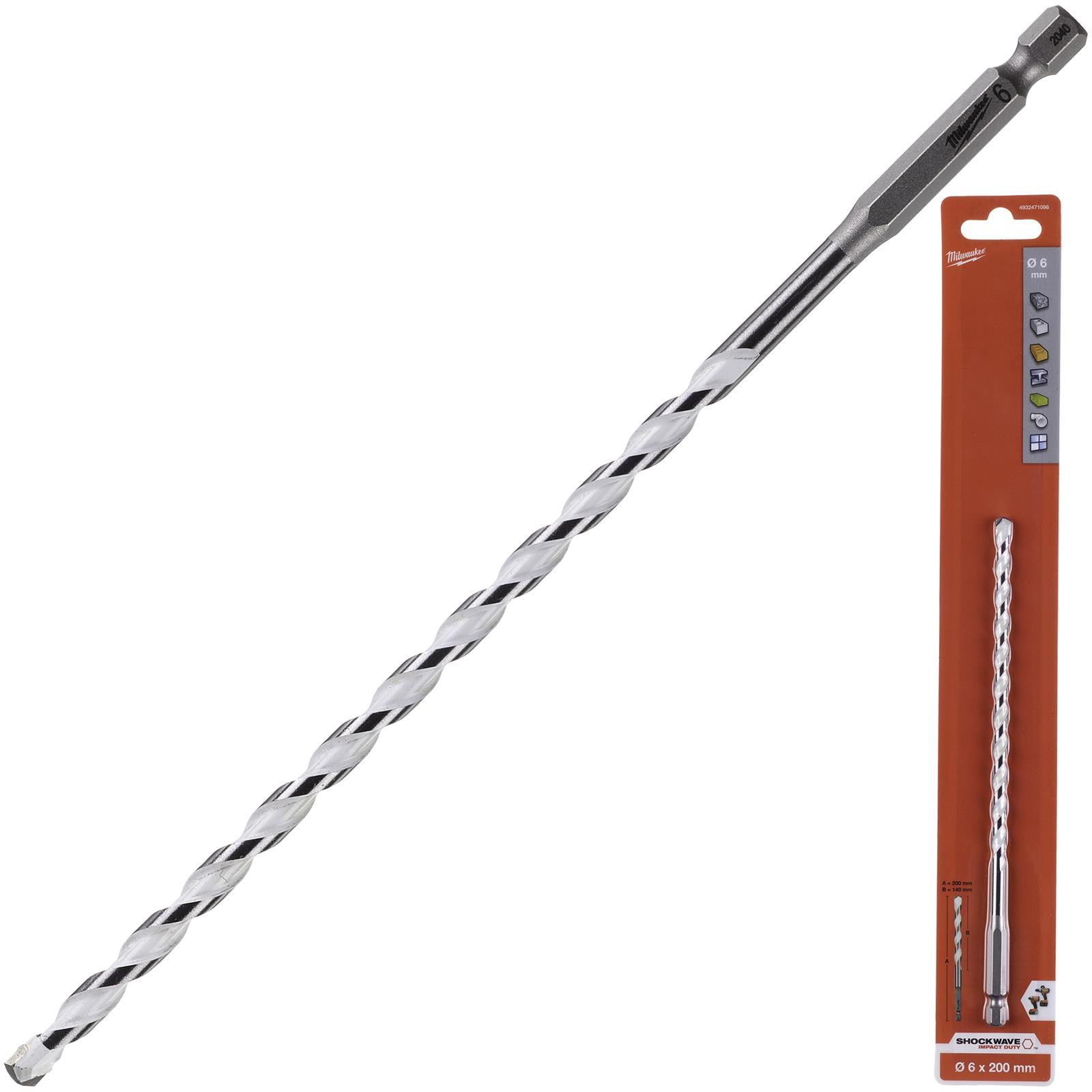 Milwaukee Multi Material Drill Bits Impact Rated TCT for Wood Metal Masonry 