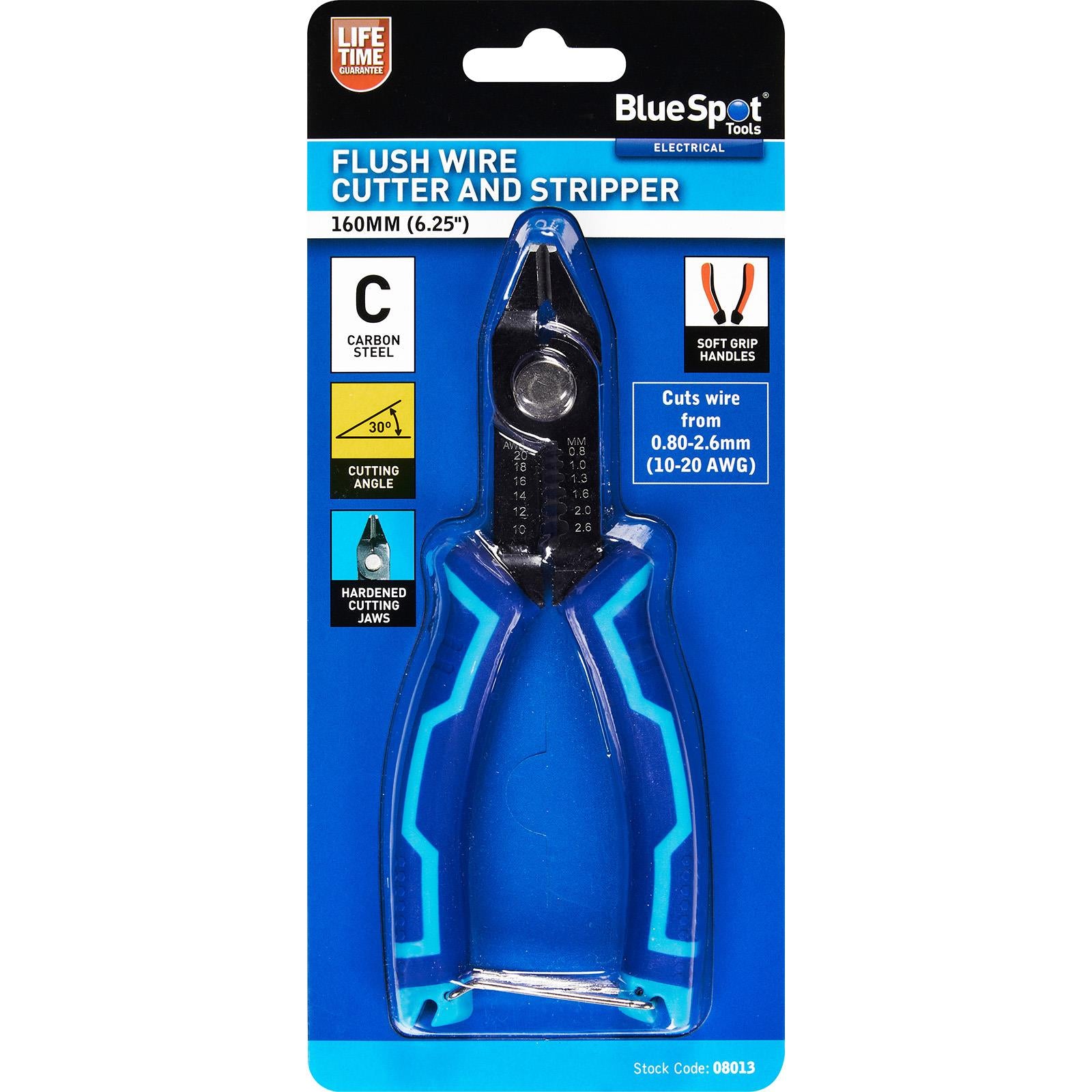 BlueSpot Flush Wire Cutter And Stripper 160mm 6.25