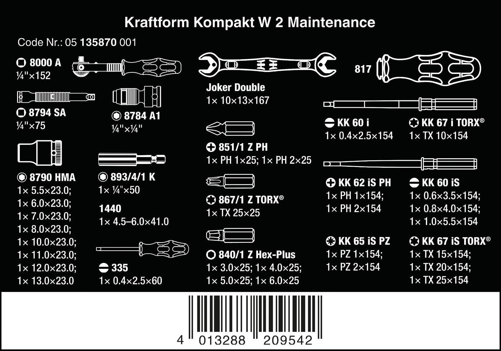 Wera Maintenance Set Ratchet Screwdriver Socket Kit Kraftform Kompakt W 2 35 Pieces