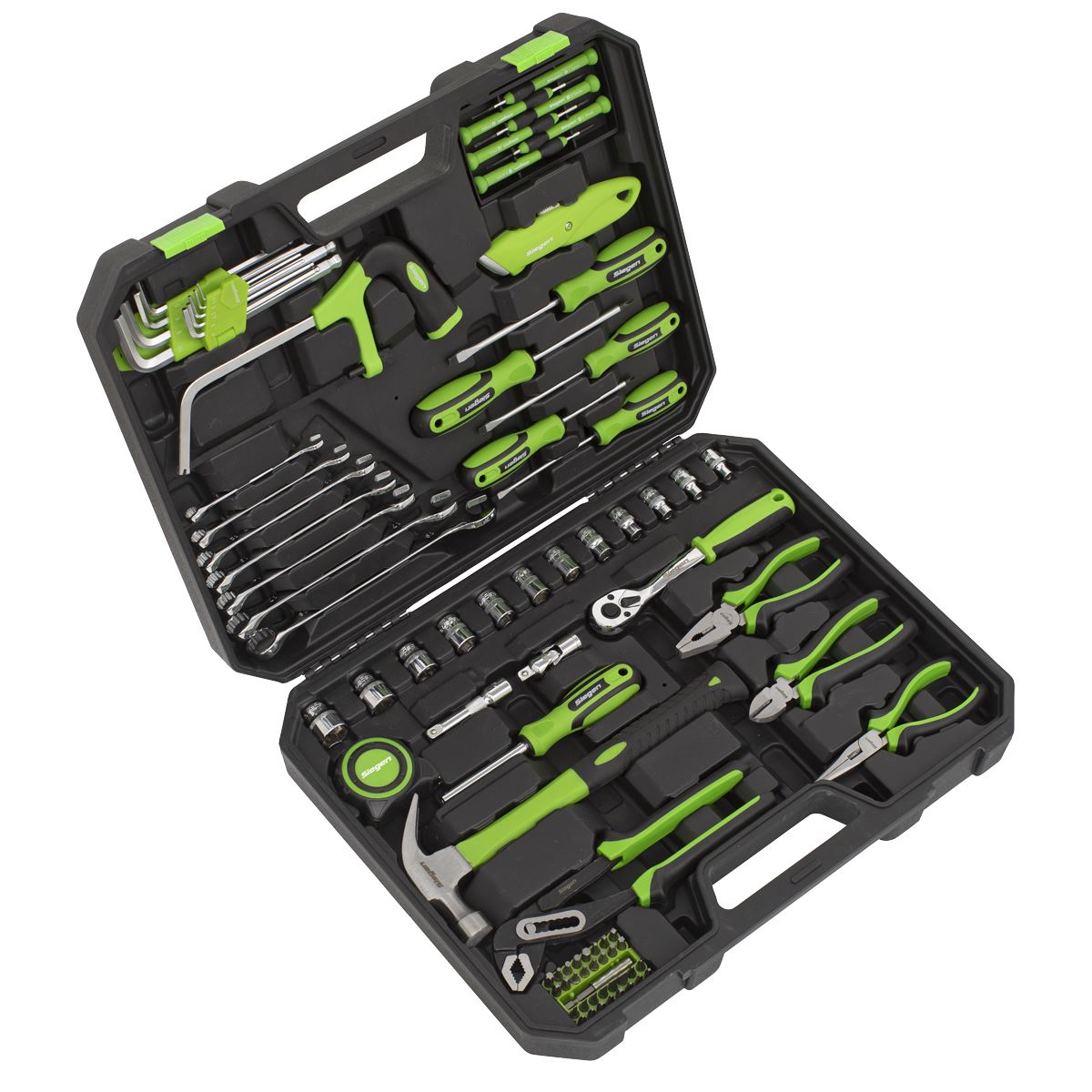 Siegen by Sealey Tool Kit 84 Piece 3/8" Drive Sockets Spanners Screwdrivers Pliers Hacksaw