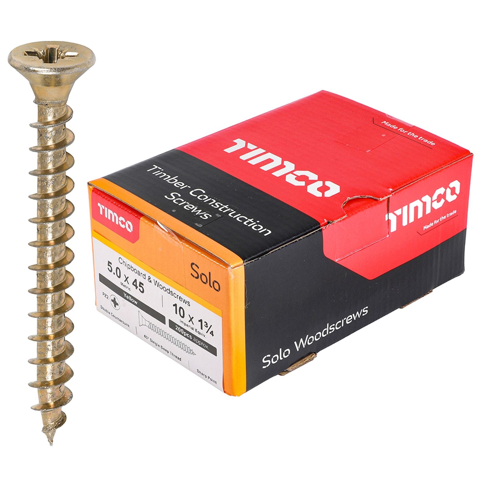 TIMCO SOLO Wood Screws Yellow Double Countersunk Pozi Boxed - Choose Size