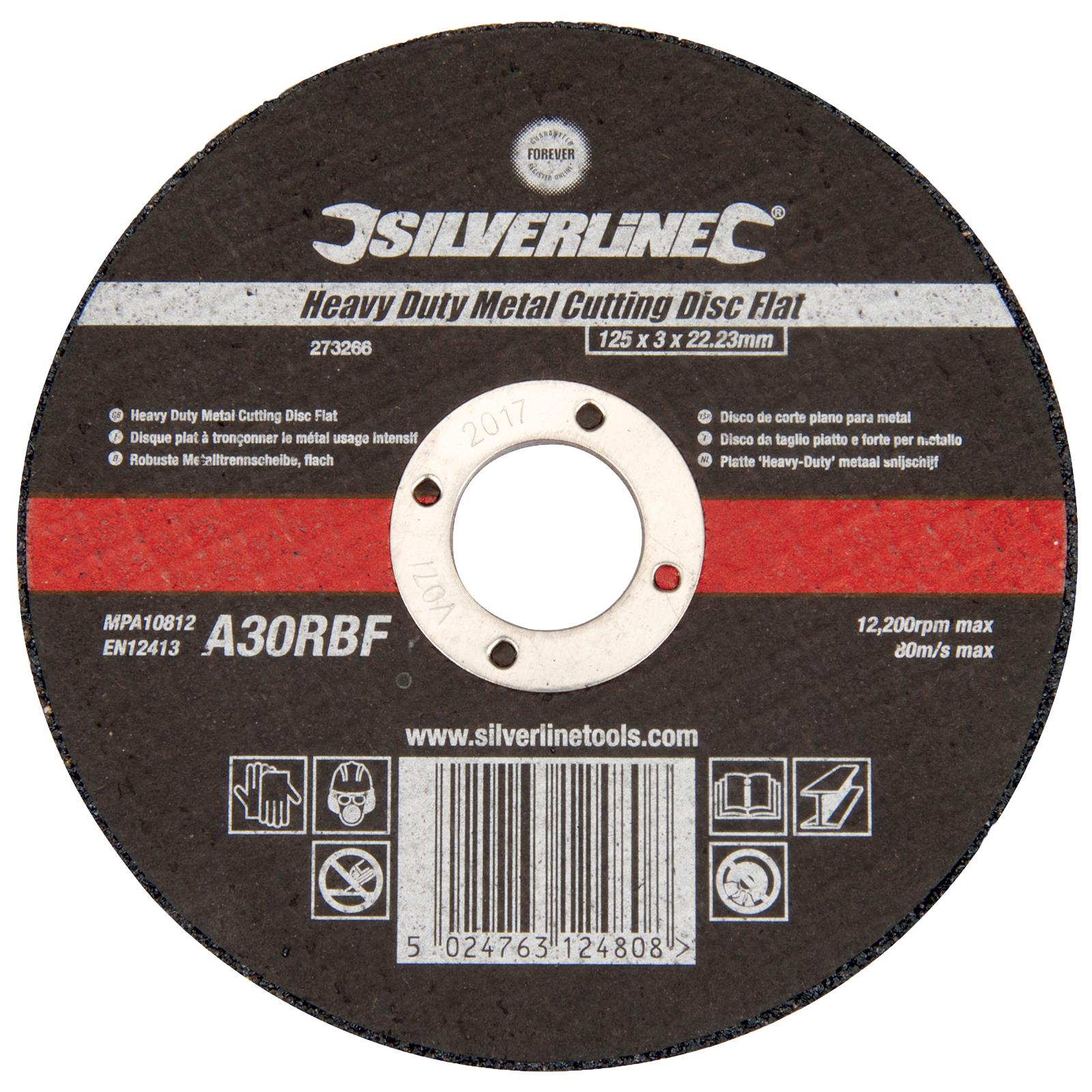 Silverline Heavy Duty Flat Metal Cutting Disc 125 x 3 x 22.23mm 