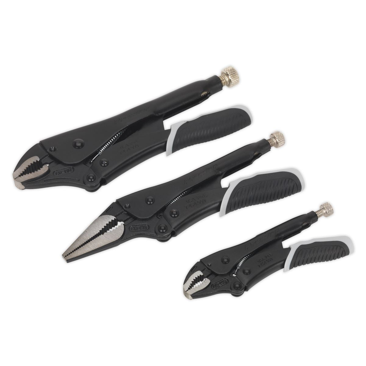 Sealey Premier Black 3 Piece Quick Release Locking Pliers Set Mole Grips 