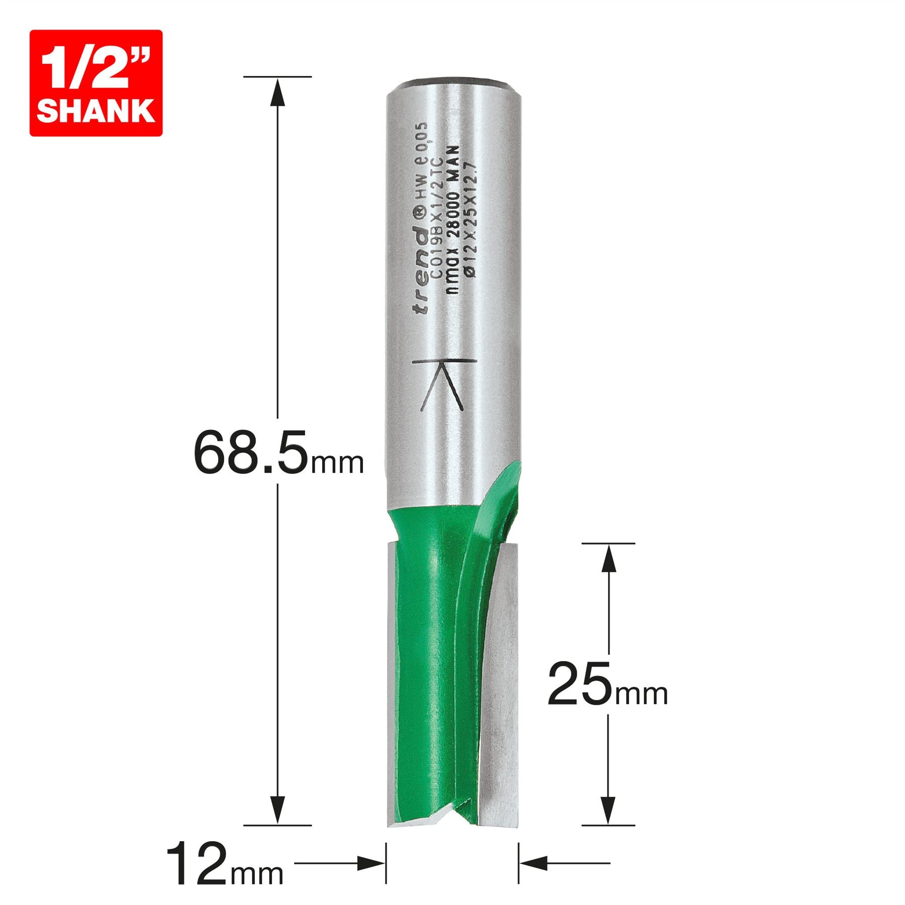 Trend Two Flute 12mm Diameter C019BX1/2TC