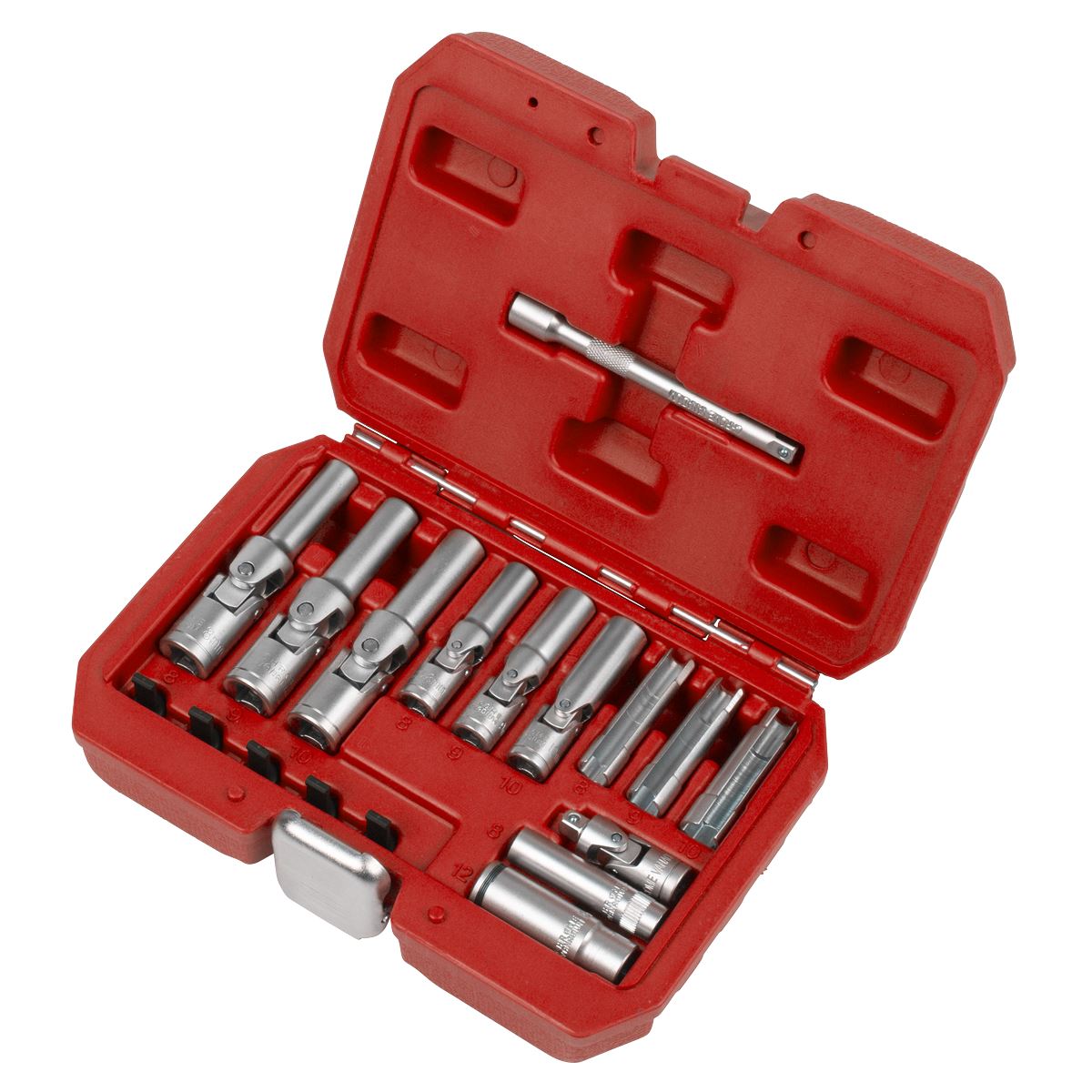 Sealey Glow Plug Socket Set 18pc 1/4"Sq & 3/8"Sq Drive  White Rose Tools