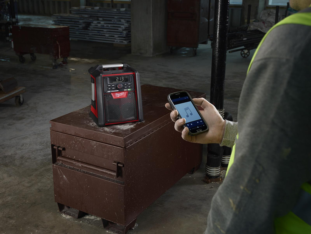 Milwaukee M18 Jobsite Radio Charger with Bluetooth Bare Unit M18RC-0  White Rose Tools